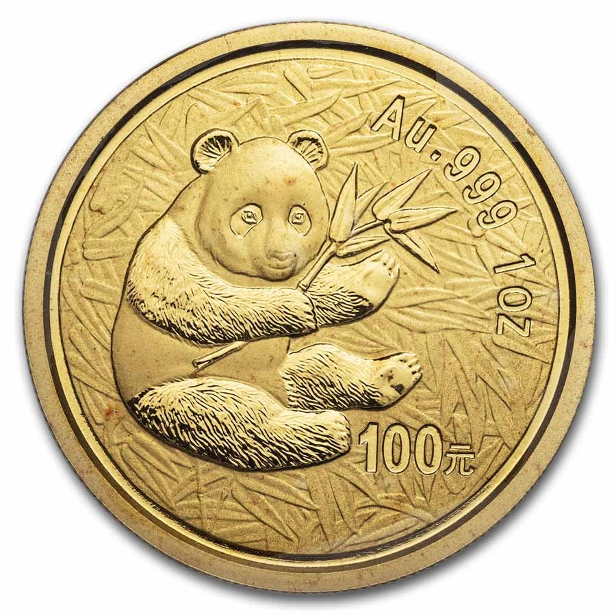 2000 China 1 oz Gold Panda Frosted Ring BU (Sealed)