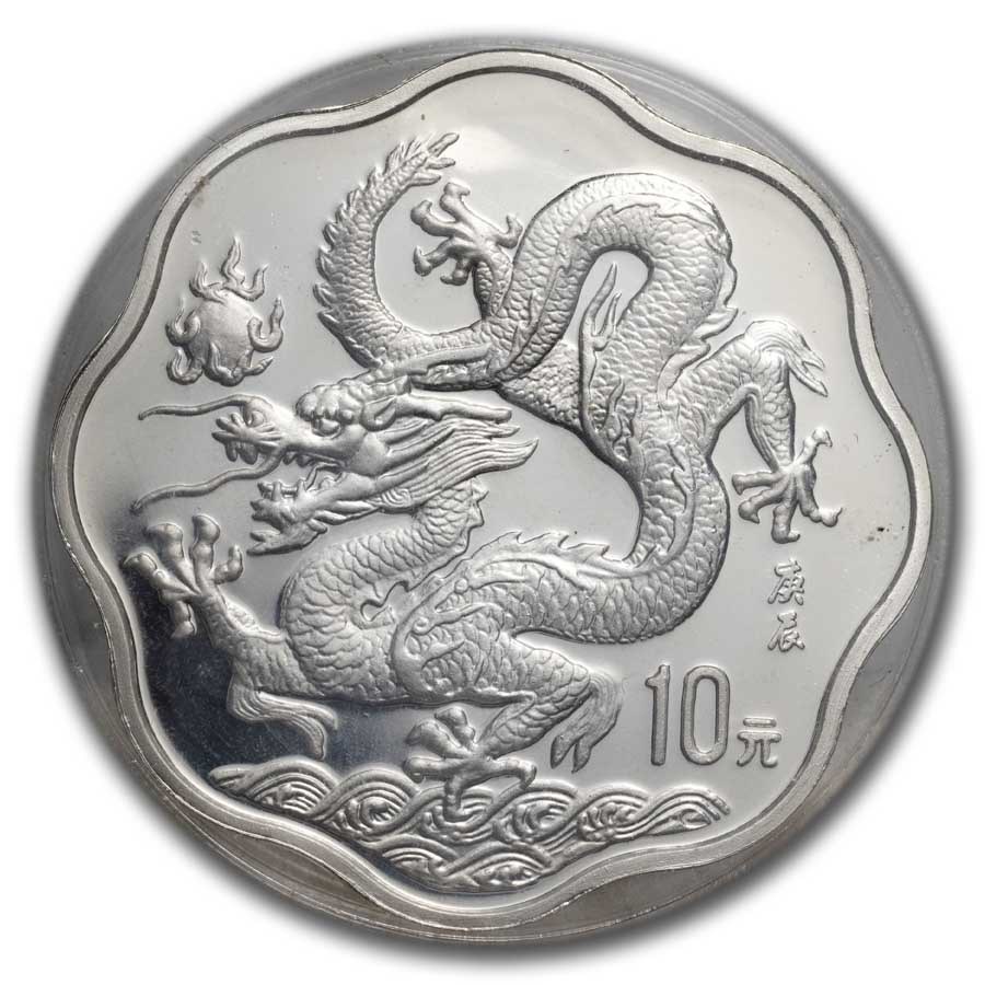 2000 China 2/3 oz Silver Flower Year of the Dragon Proof
