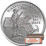 2000-D Massachusetts Statehood Quarter 40-Coin Roll BU