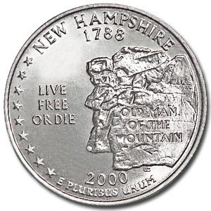 Rare 2000 popular New Hampshire quarter uarter Live Free Or Die Old Man Of Mountain