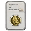 2000 Gibraltar Gold 1/2 Royal Colliding Cherubs MS-66 NGC