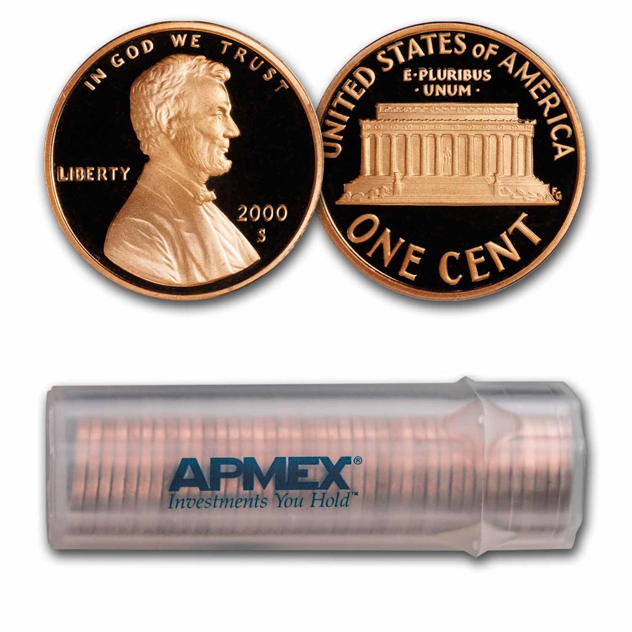 2000-S Lincoln Cent 50-Coin Roll Proof