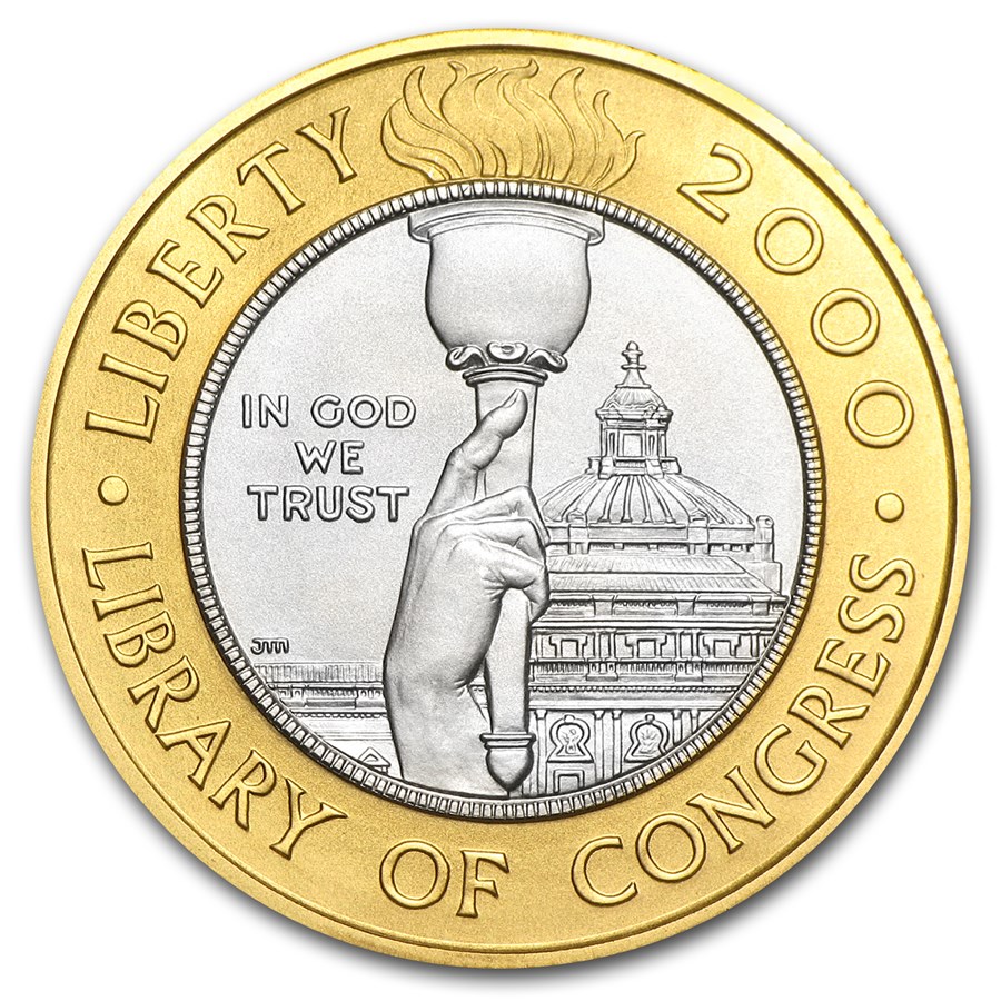 2000-W Gold/Platinum $10 Commem Library of Congress BU (Box/COA)