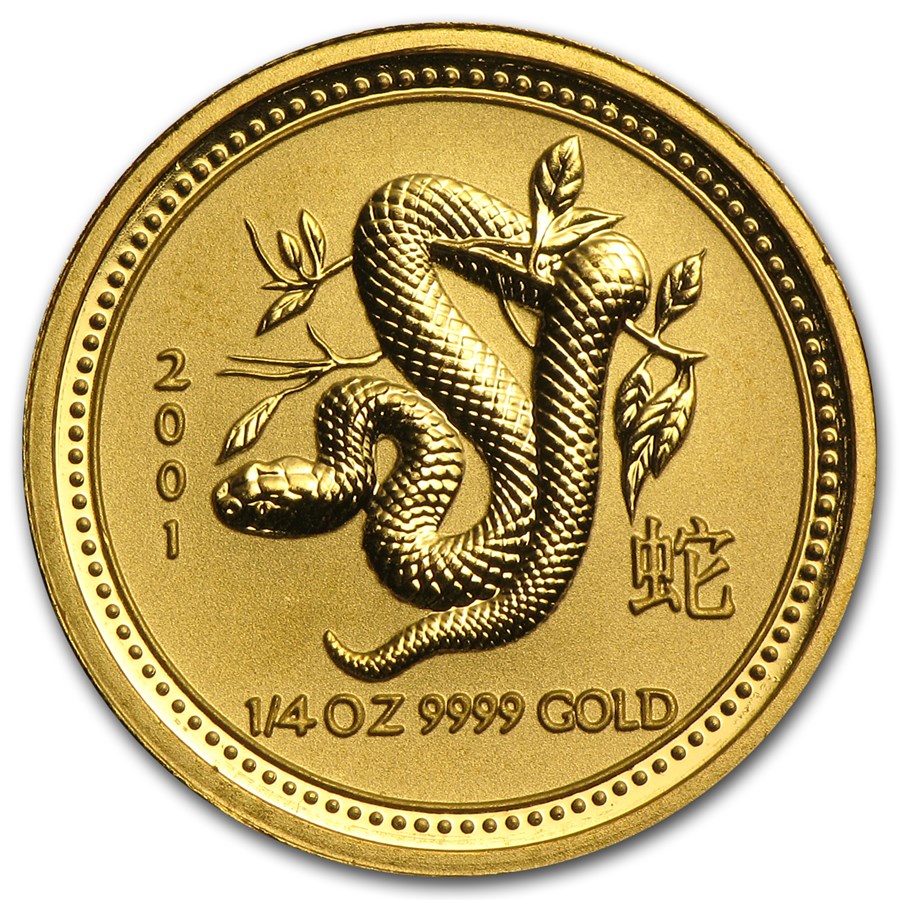 Buy 2001 1/4 oz Gold Year of the Snake Lunar Coin SI (Abrasions) | APMEX