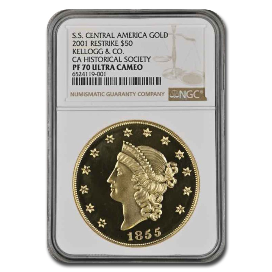 2001 $50 Gold Kellogg Restrike PF-70 UCAM NGC (SS Cen America)