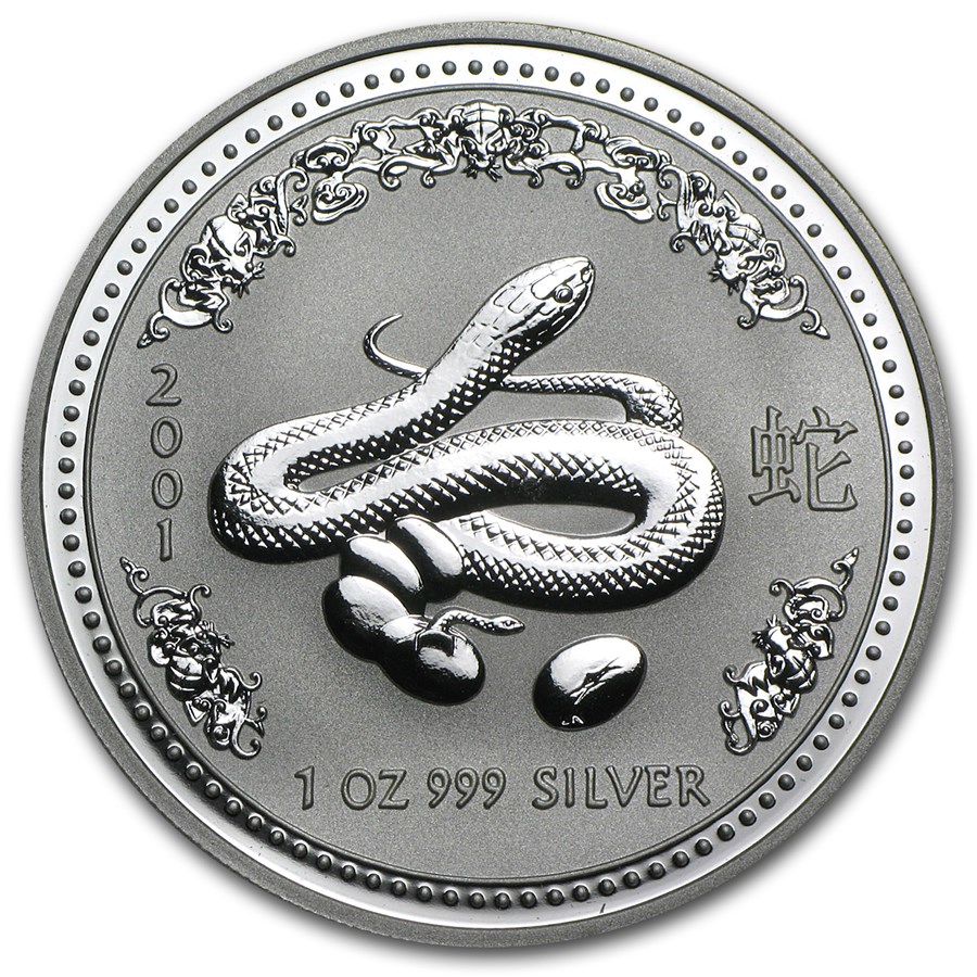 2001 Australia 1 oz Silver Year of the Snake BU (Series I)