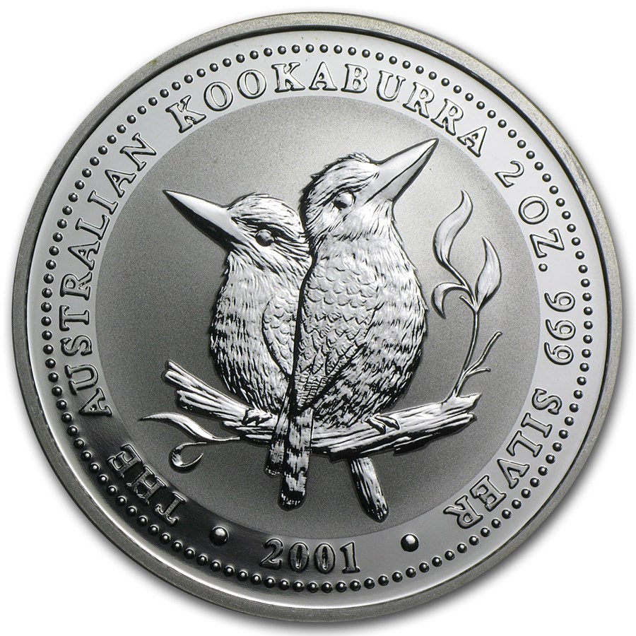 2001 Australia 2 oz Silver Kookaburra BU