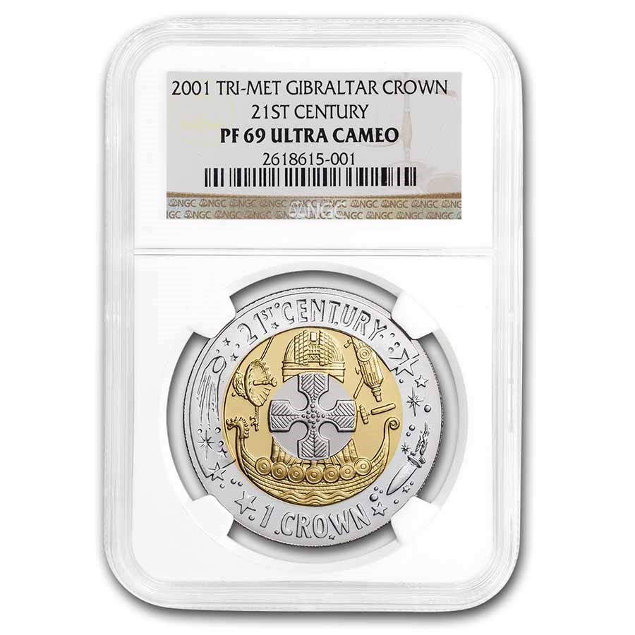 2001 Gibraltar Proof Tri-Metal Crown PF-69 NGC