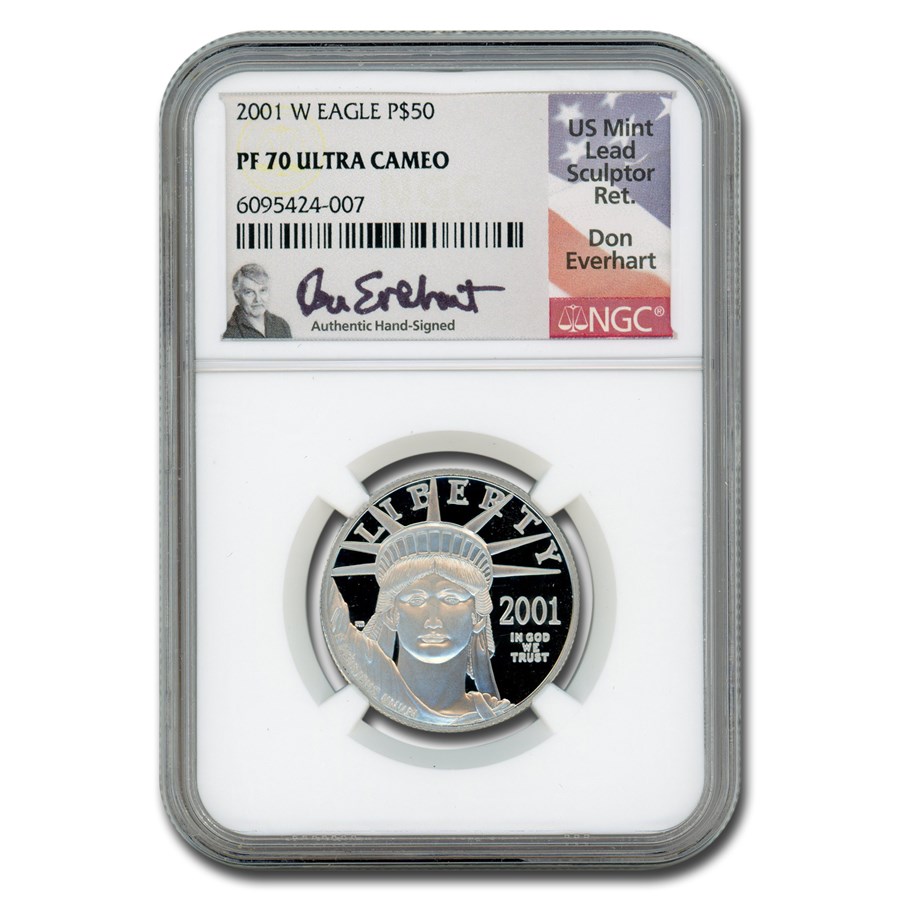 2001-W 1/2 oz Proof American Platinum Eagle PF-70 NGC (Everhart)