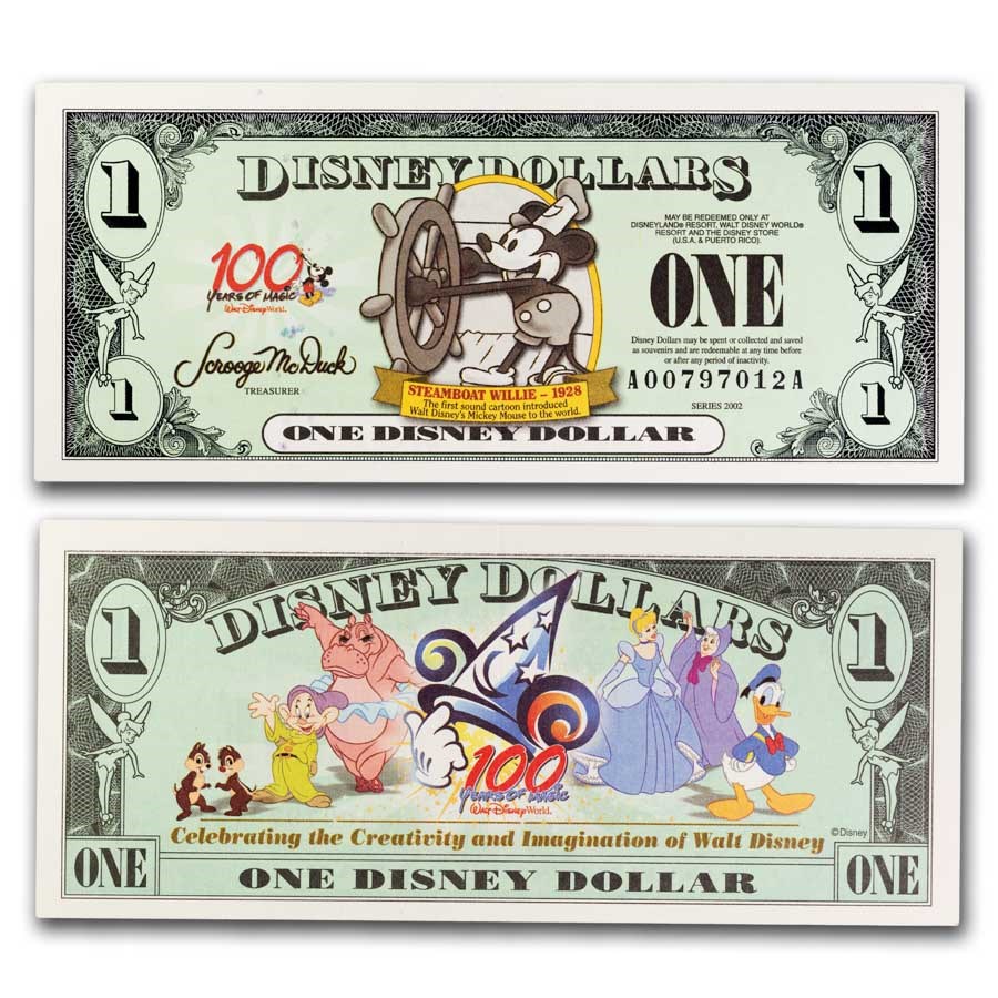 2002 $1.00 (AA) Steamboat Willie AU (DIS#77)