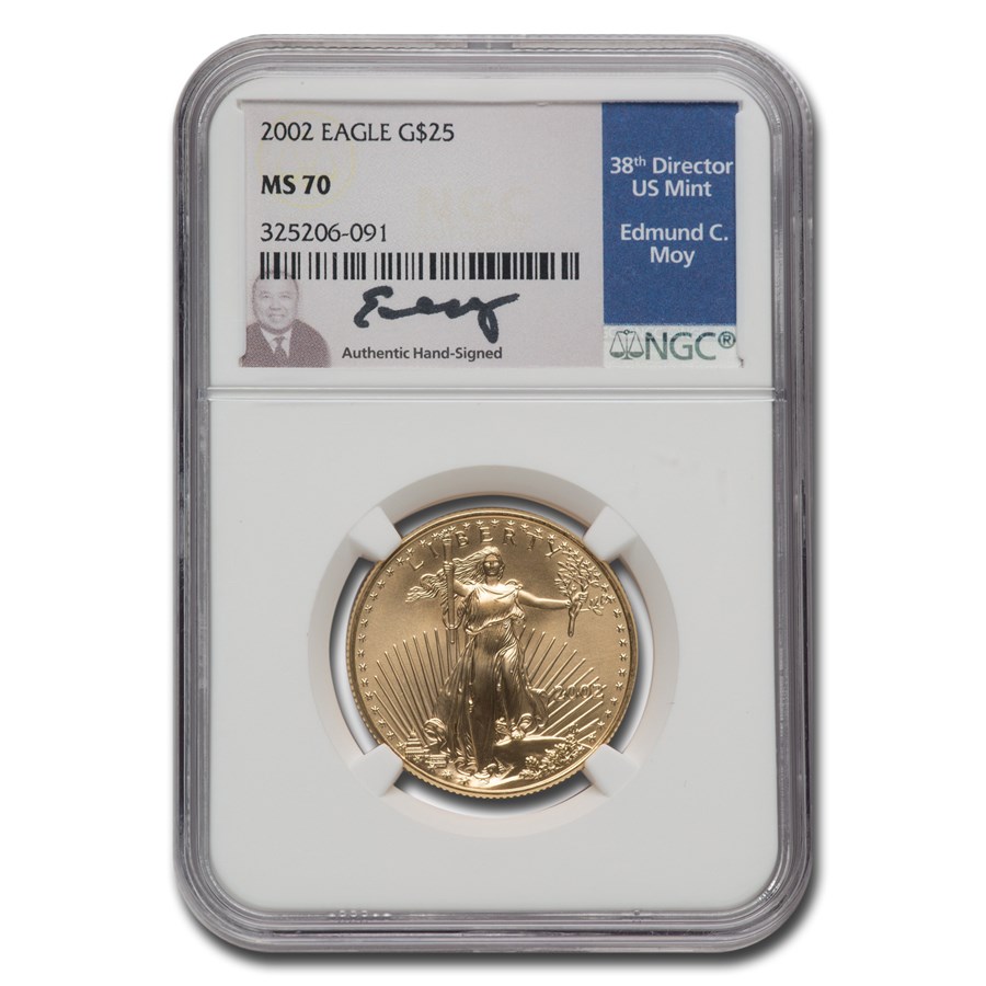 2002 1/2 oz American Gold Eagle MS-70 NGC (Moy)