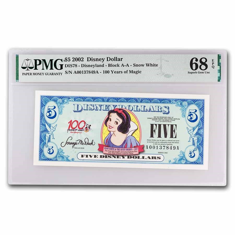 2002 $5.00 (AA) Snow White (DIS#78) CU-68 EPQ PMG