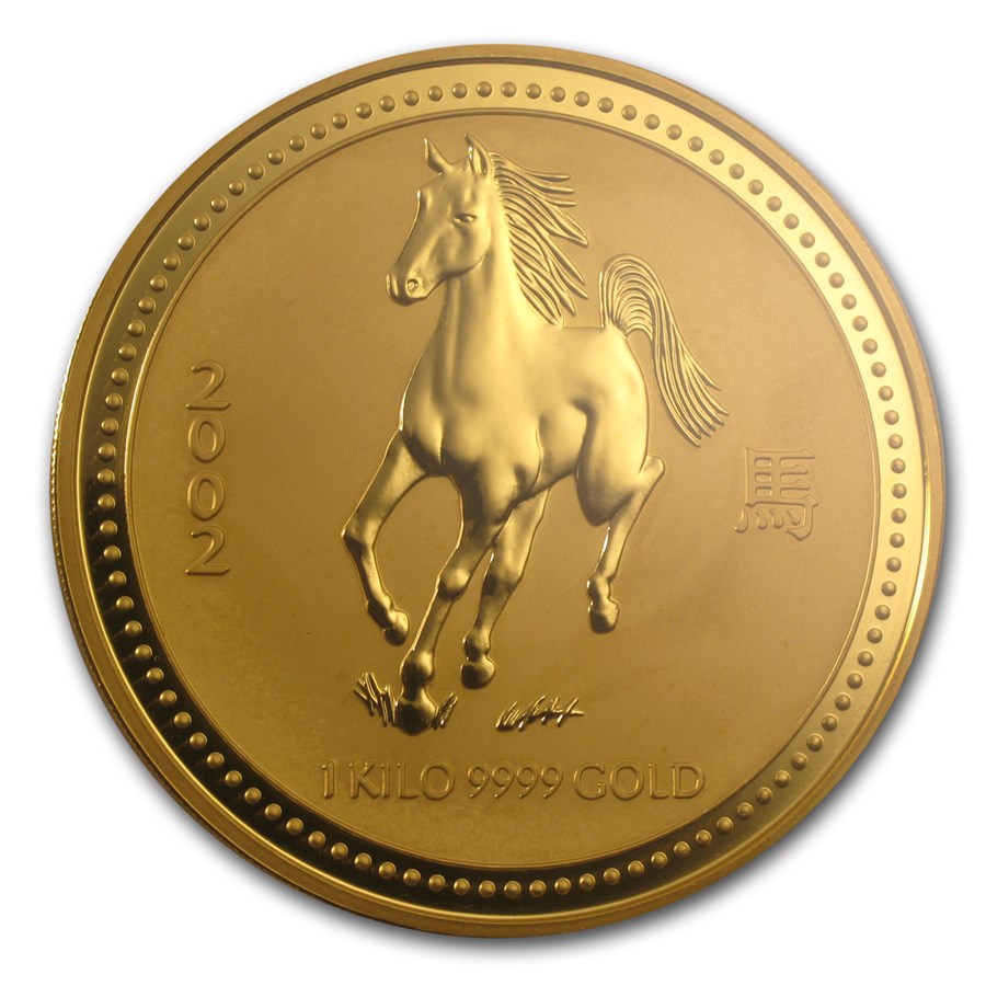 2002 Australia 1 kilo Gold Lunar Horse BU (Series I)