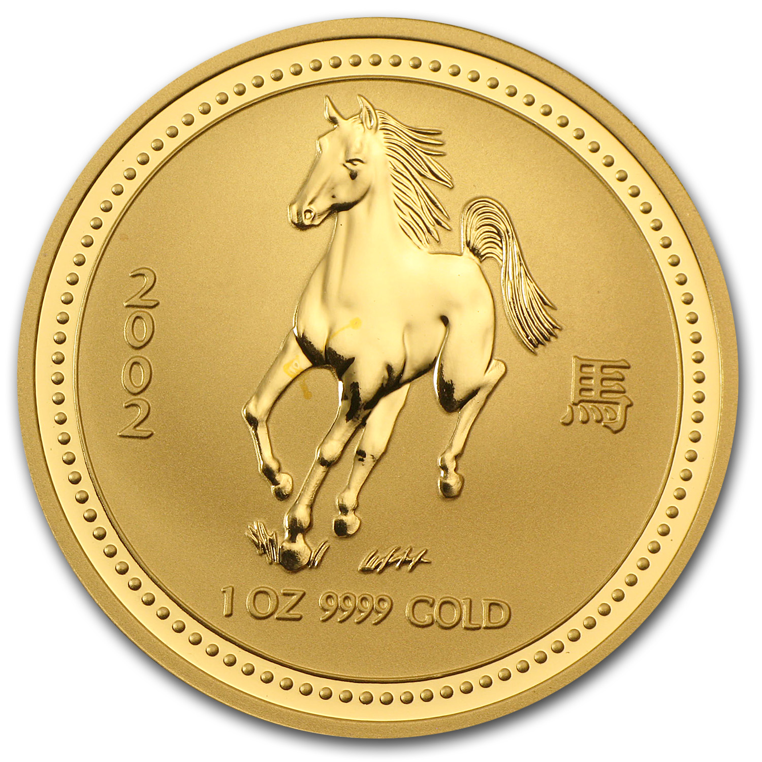 2002 Australia 1 oz Gold Lunar Horse BU (Series I)