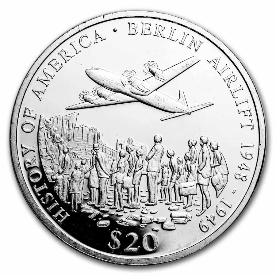 2002 Liberia Silver $20 Berlin Airlift Proof