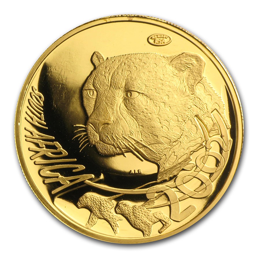 2002 South Africa 1 oz Proof Gold Natura Cheetah