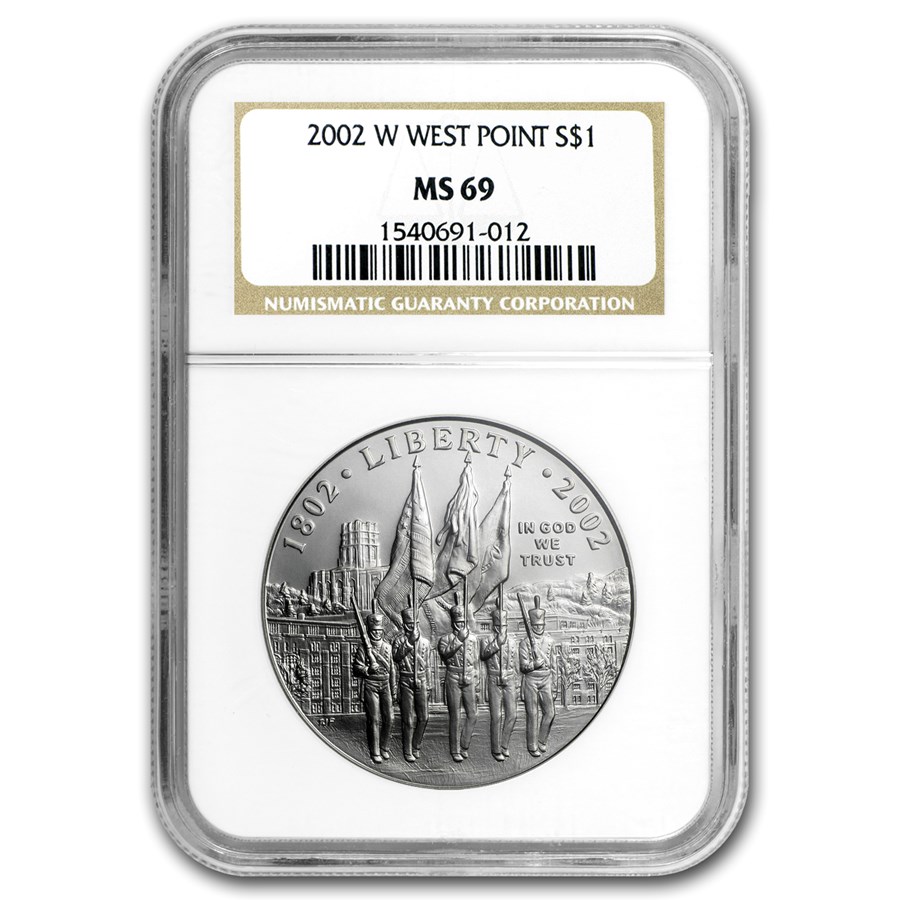 2002-W West Point Bicentennial $1 Silver Commem MS-69 NGC