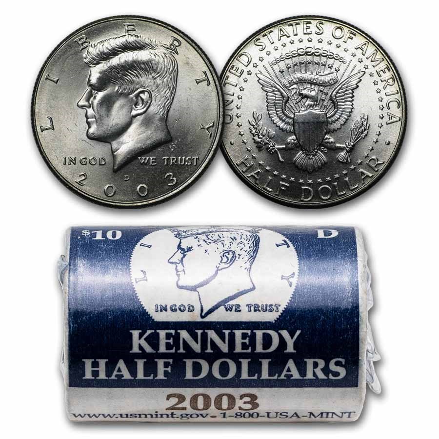 2003-D Kennedy Half Dollar 20-Coin Mint Roll BU (Mint Wrapped)