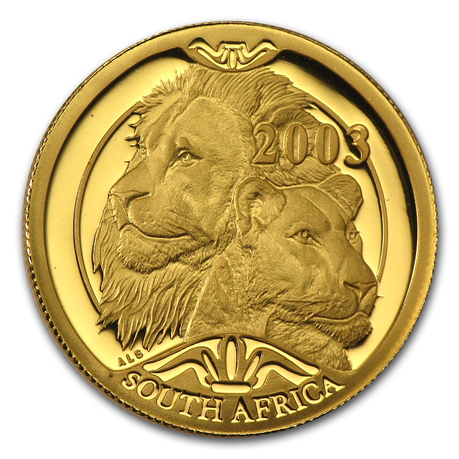 2003 South Africa 1/4 oz Proof Gold Natura Lion