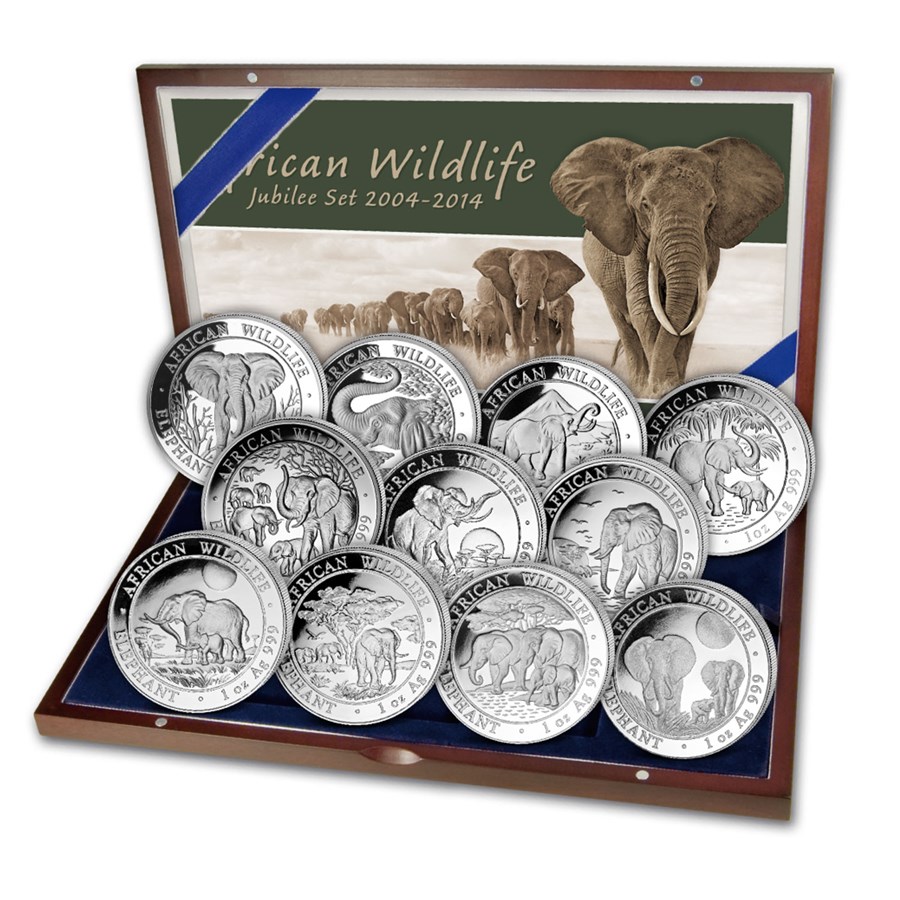 Buy 2004-2014 Somalia 1 oz Silver Elephant Anniversary Proof Set | APMEX