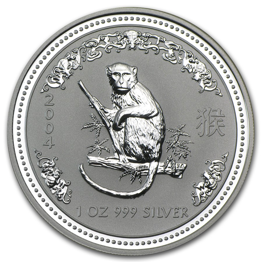 2004 Australia 1 oz Silver Year of the Monkey BU (Series I)