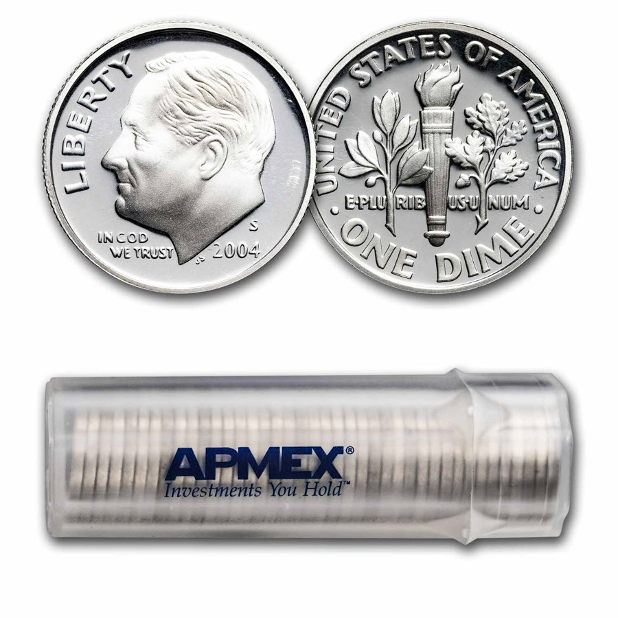 2004-S Roosevelt Dime 50-Coin Roll Proof (Silver)