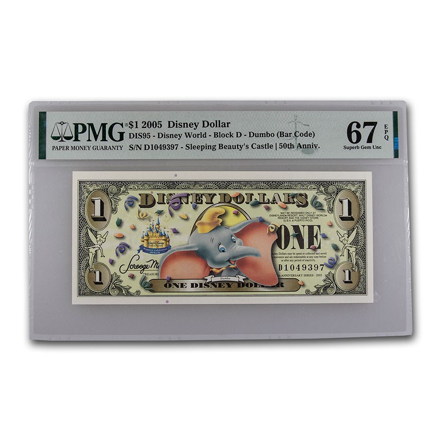 2005 $1 Disney Dollar 50th Ann Dumbo CU-67 EPQ PMG 4 Consecutive