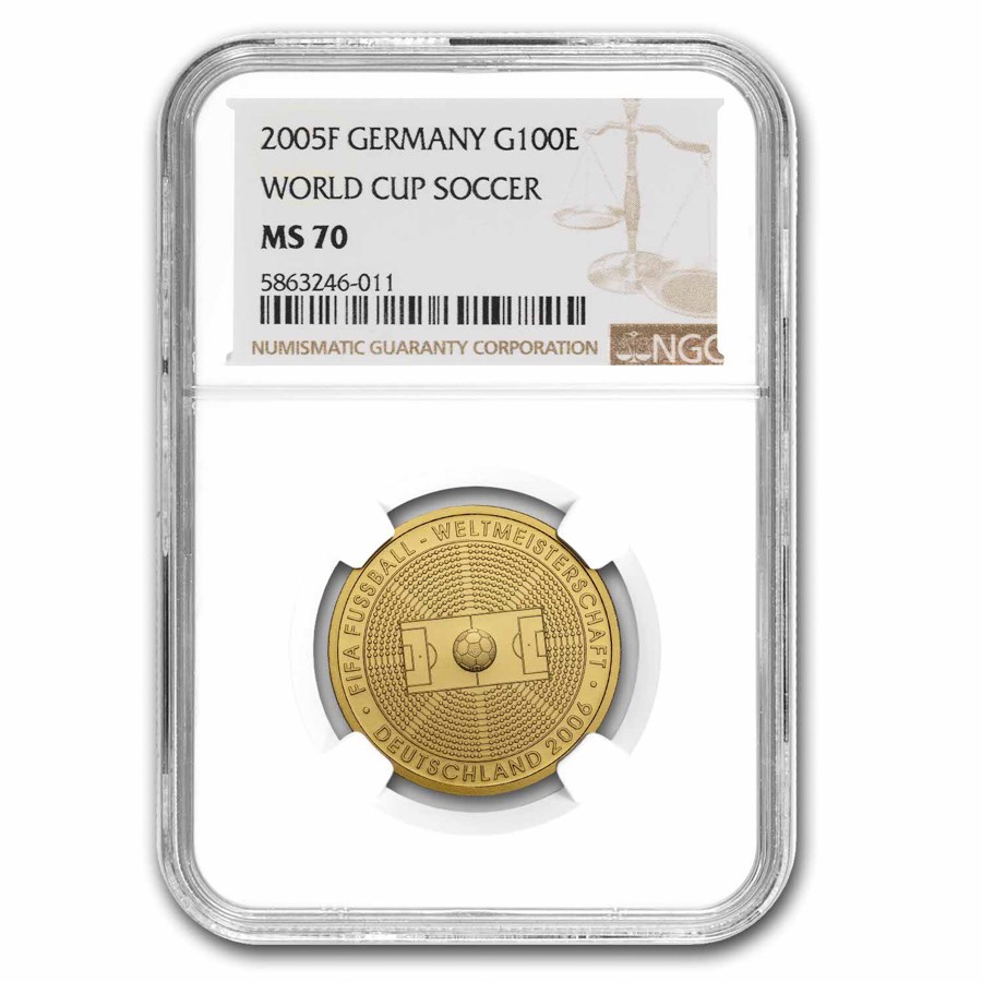 2005-F Germany 1/2 oz Gold 100 Euro Soccer World Cup MS-70 NGC