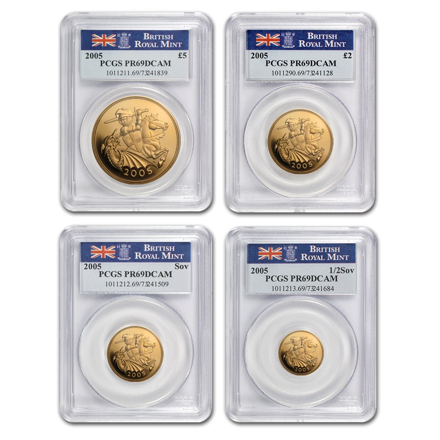 2005 Great Britain 4-Coin Gold Sovereign Set PR-69 PCGS