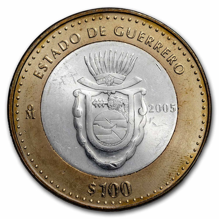 2005 Mexico Bimetallic 100 Pesos Guerrero BU (1st Edition)