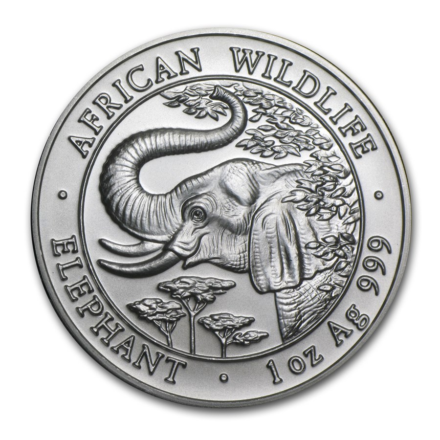 2005 Somalia 1 oz Silver Elephant BU