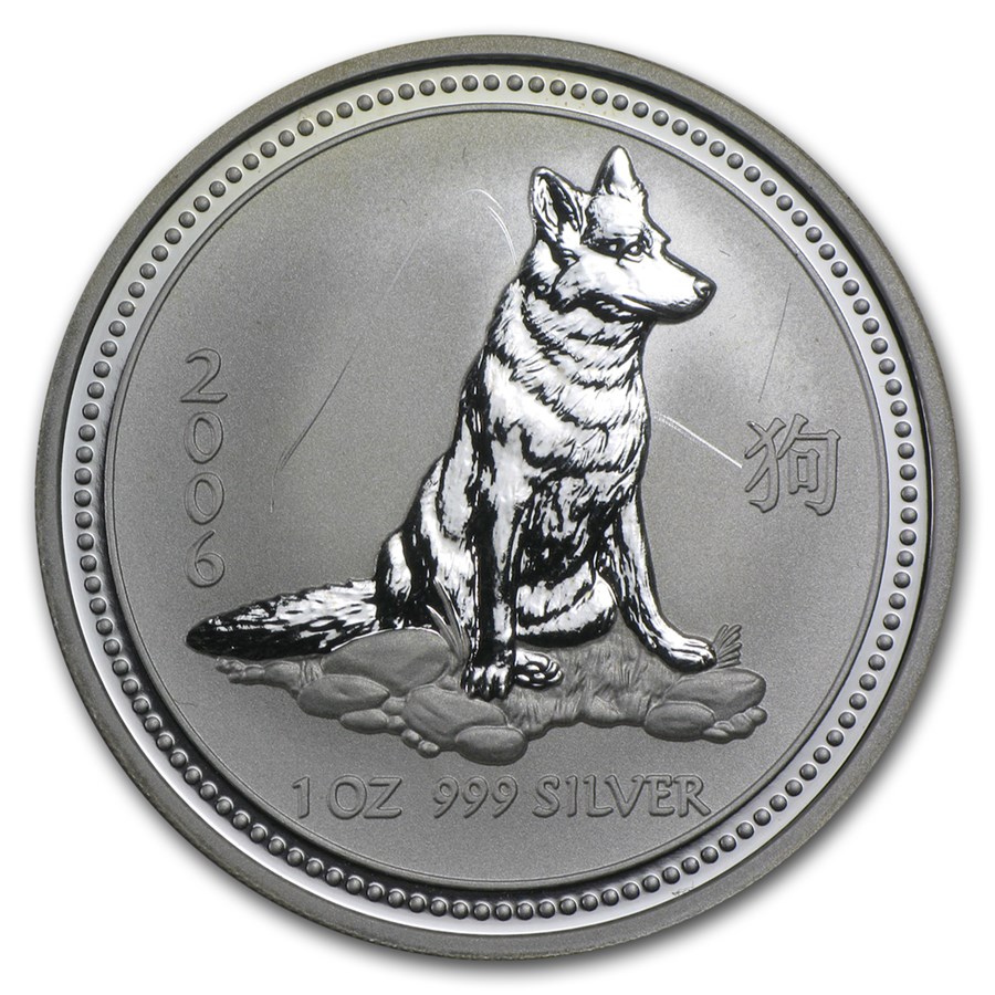 Buy 2006 1 oz Silver Lunar Year of the Dog Series I (Abrasions) | APMEX