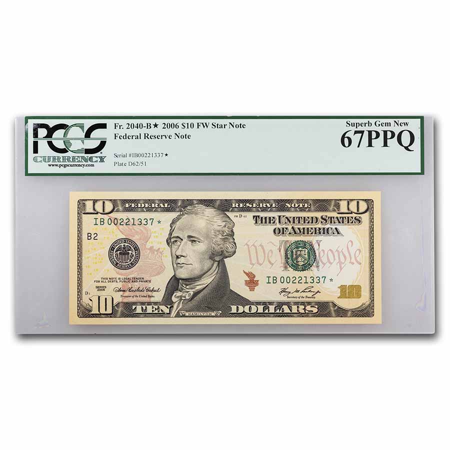 Buy 2006 $10 FRN (B-New York) CU-67 PPQ PCGS (Fr#2040-B*) Star Note | APMEX