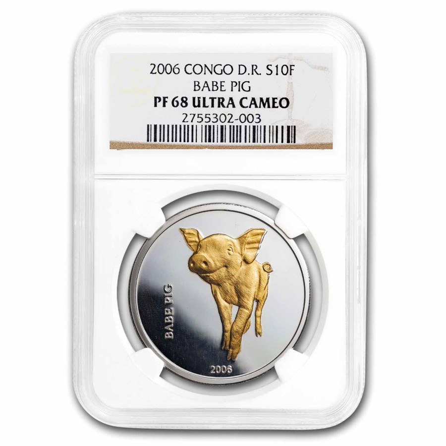 2006 Congo Silver 10 Francs Babe Pig PF-68 UCAM NGC