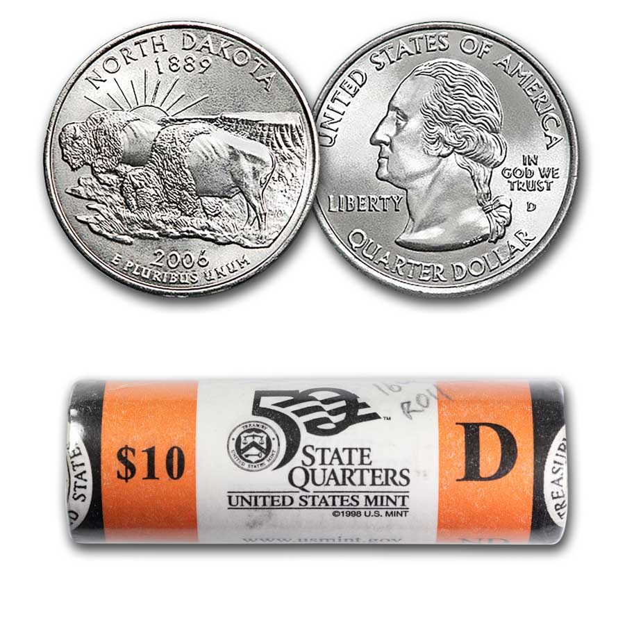 2006-D North Dakota Statehood Quarter 40-Coin Roll (Mint Wrapped)