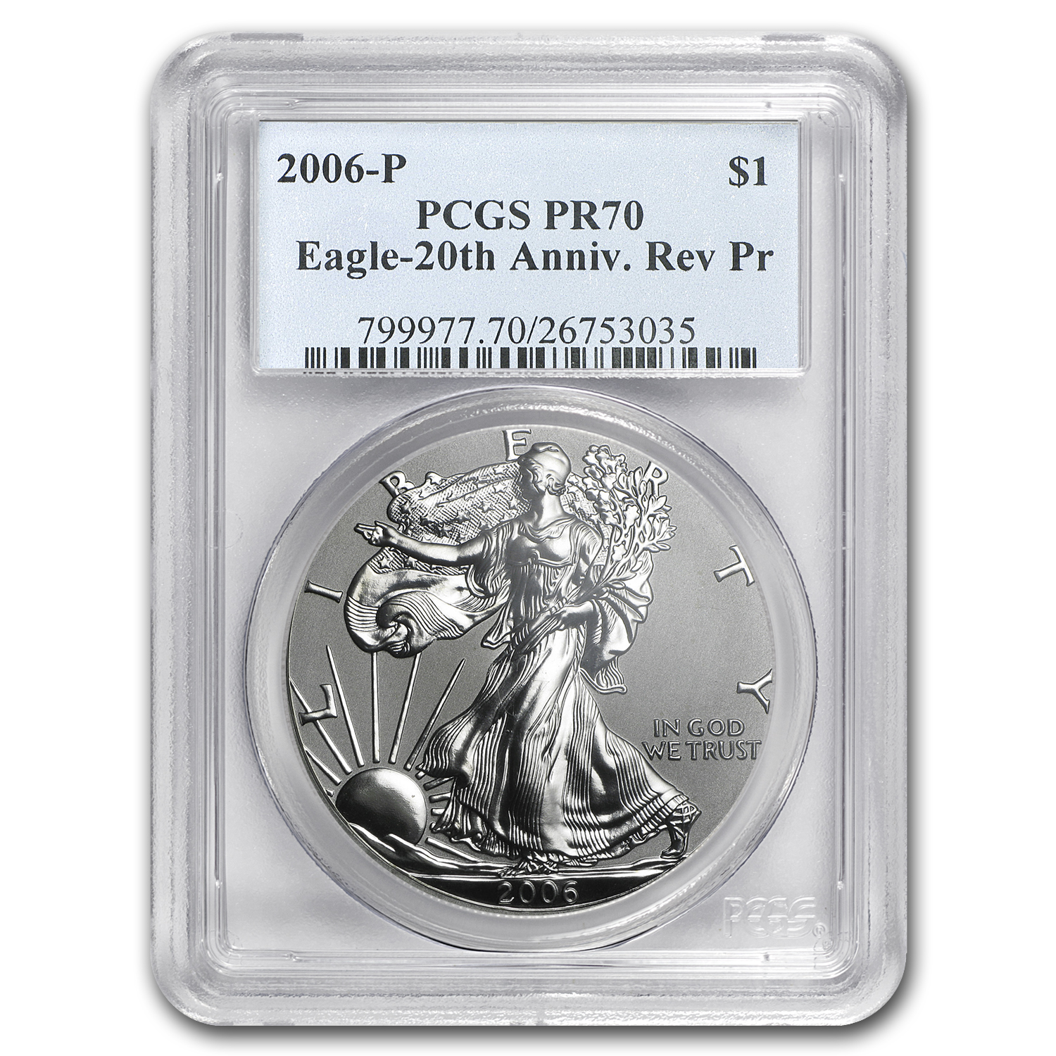 2006-P Reverse Proof Silver Eagle PR-70 PCGS (20th Anniv)