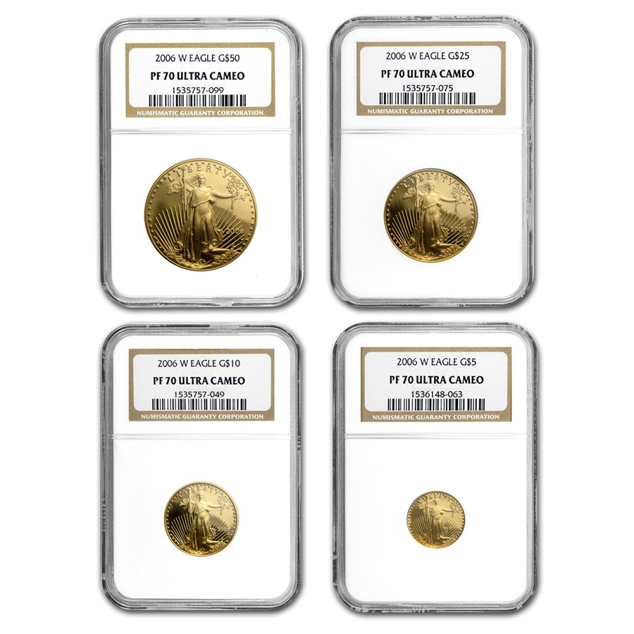 2006-W 4-Coin Proof American Gold Eagle Set PF-70 UCAM NGC