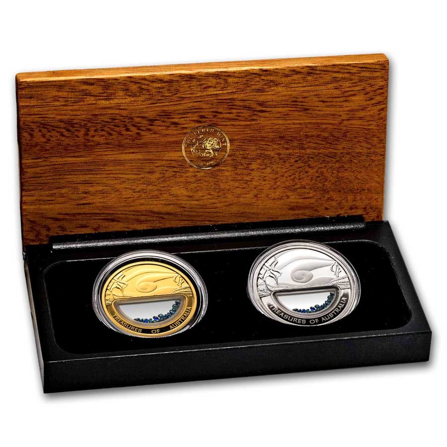 2007 2-Coin 1 oz Proof Gold Sapphire Treasures of Australia Set