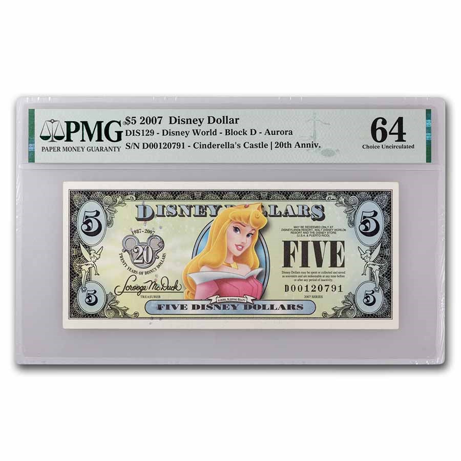 2007 $5.00 (D) Sleeping Beauty CU-64 PMG (DIS#129)