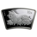 2007 China 1 oz Silver Fan Year of the Pig (w/Box & COA)