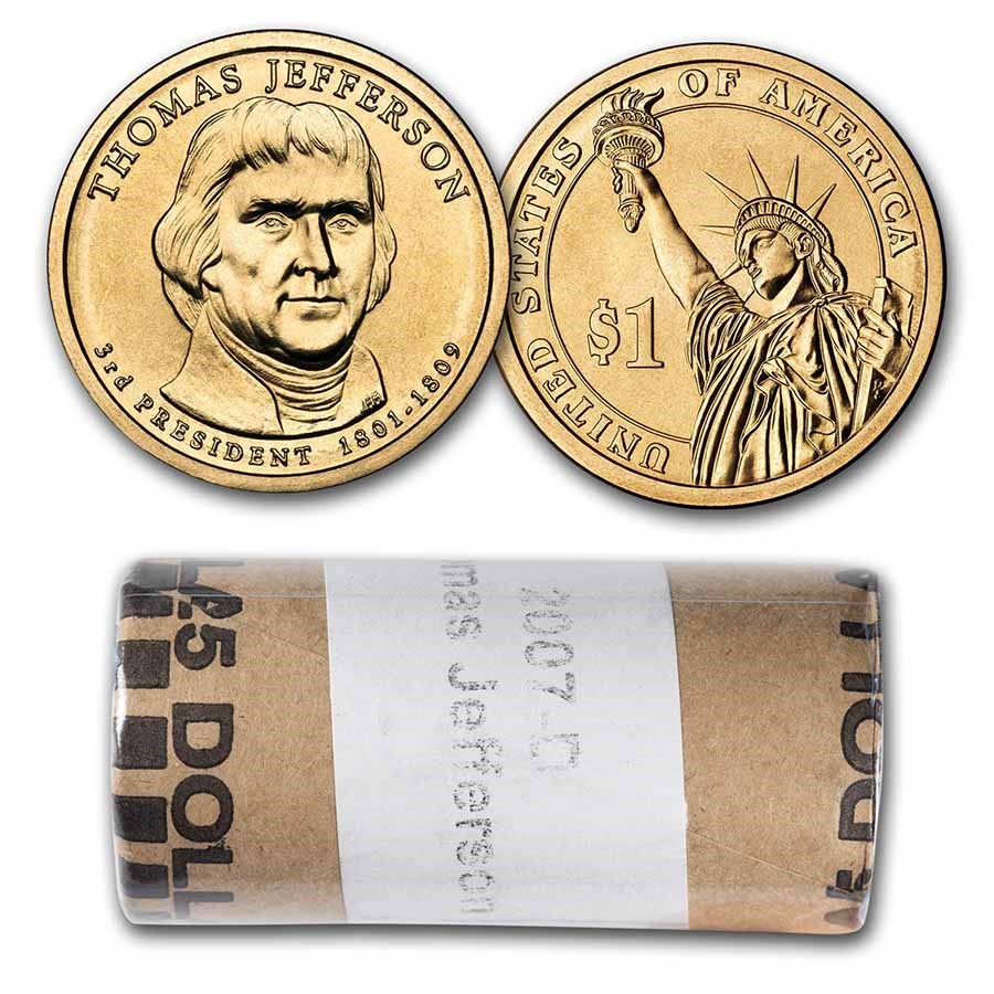 2007-D Thomas Jefferson 25-Coin Presidential Dollar Roll