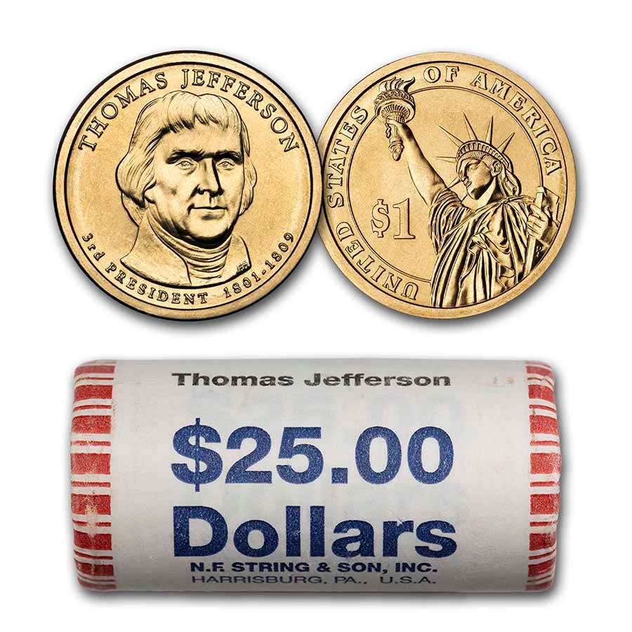 2007-P Thomas Jefferson 25-Coin Presidential Dollar Roll