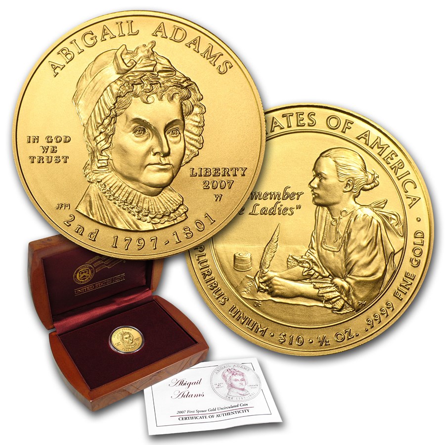 2007-W 1/2 oz Gold Abigail Adams BU (w/Box & COA)