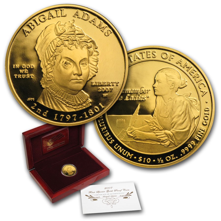 2007-W 1/2 oz Proof Gold Abigail Adams (w/Box & COA)