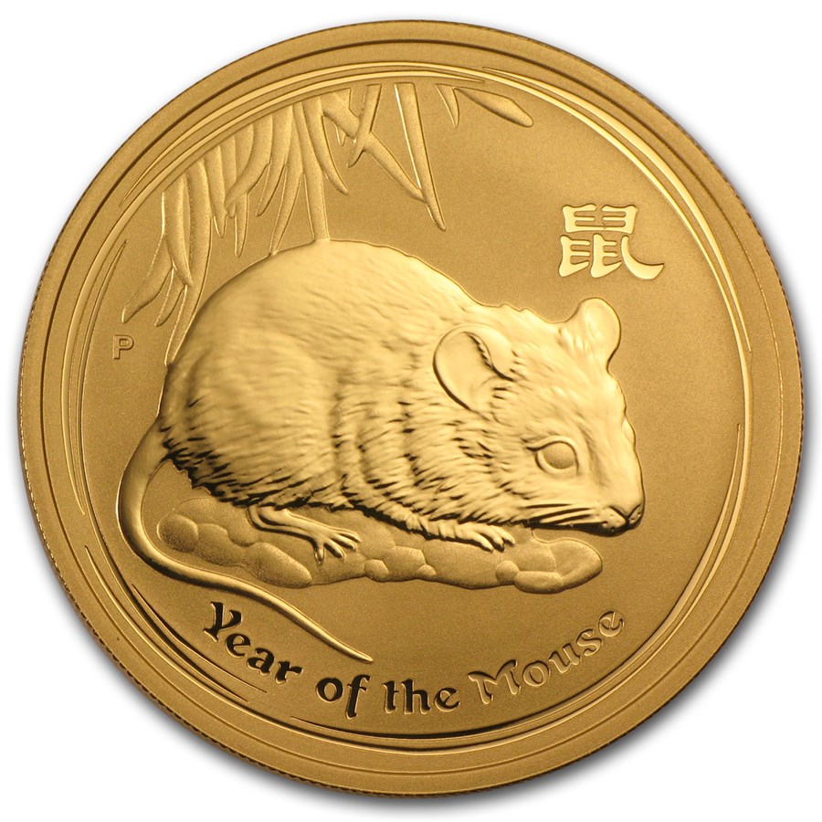 2008 Australia 1 oz Gold Lunar Mouse BU (Series II)