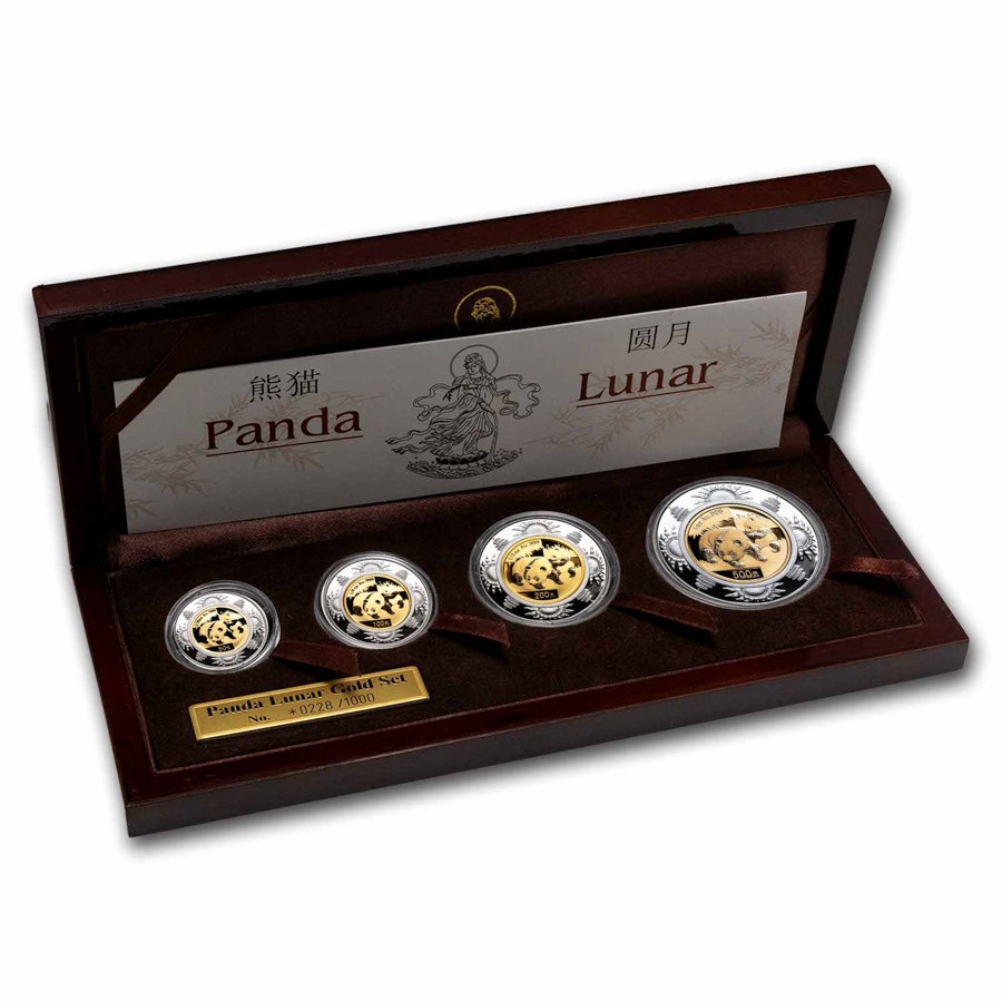 2008 China 4-Coin Gold/Silver Panda Lunar Rat Prestige Proof Set