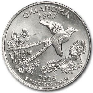 2008-D Oklahoma State Quarter BU