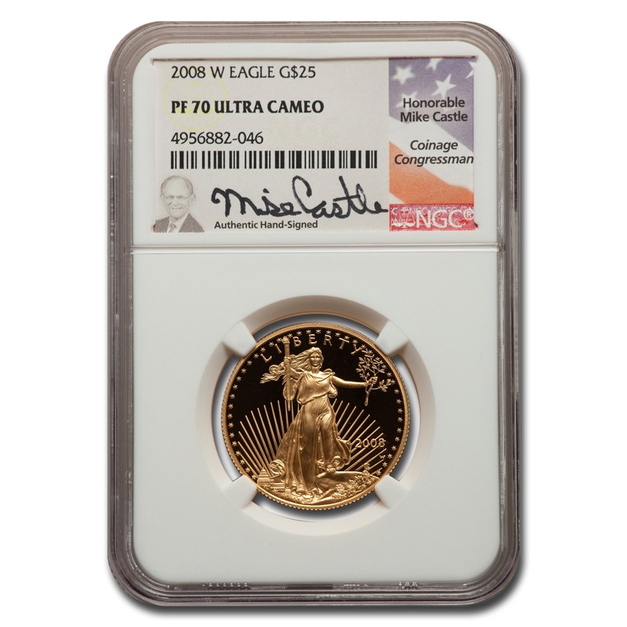 2008-W 1/2 oz Proof American Gold Eagle PF-70 NGC (Castle)