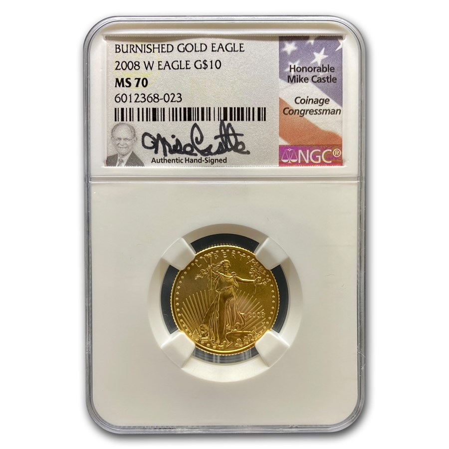 2008-W 1/4 oz Burnished American Gold Eagle MS-70 NGC (Castle)