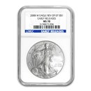 2008-W Burnished American Silver Eagle MS-70 NGC (ER, Rev '07)